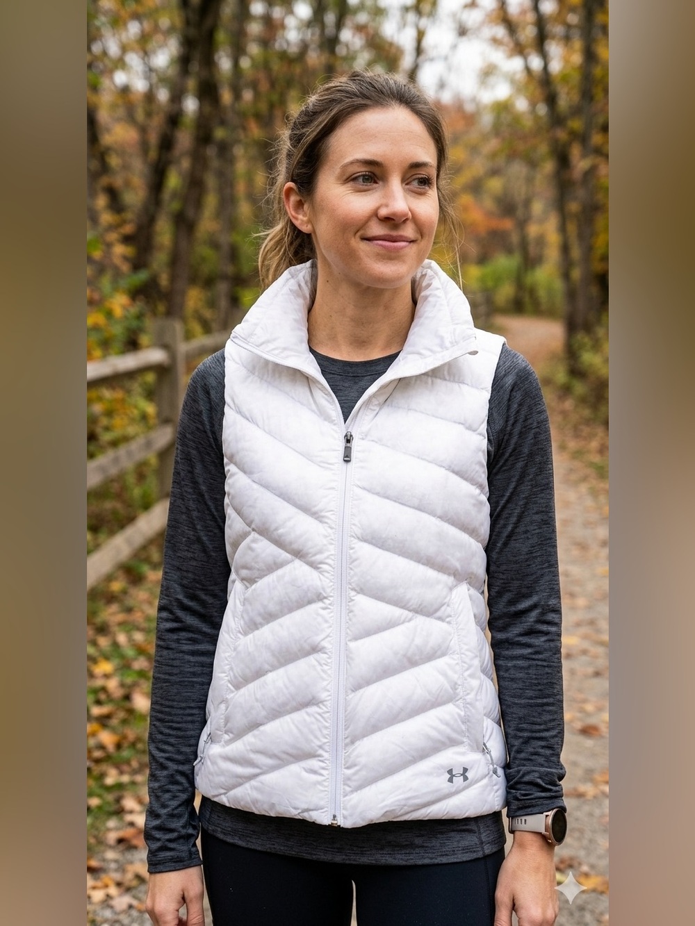 Under Armour ColdGear Infrared Primaloft White Vest Sz SM/PP Full Zip